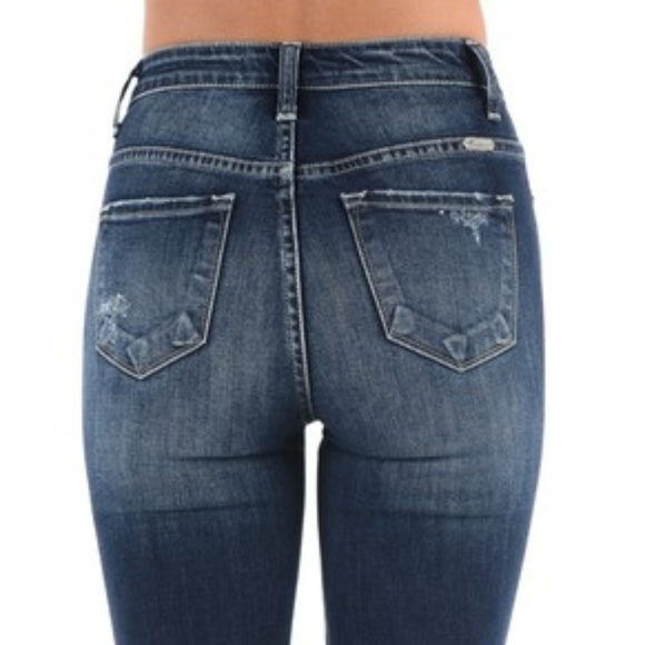 NEW- Stretchy Dark Two Layer Ankle Skinny Jeans - Picture 7 of 8